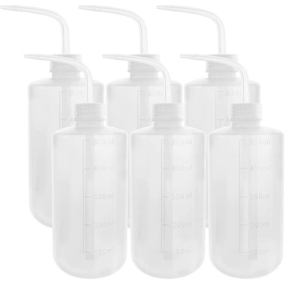 6pcs Plastic Safety Wash Bottle Lab Squeeze Bottle 500ml LDPE Squirt Bottle