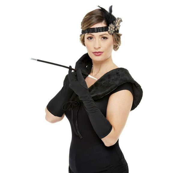 Deluxe 20s Accessories Kit Black Gold Costume One Size Female Adult Fancy Dress Party Book Week Halloween