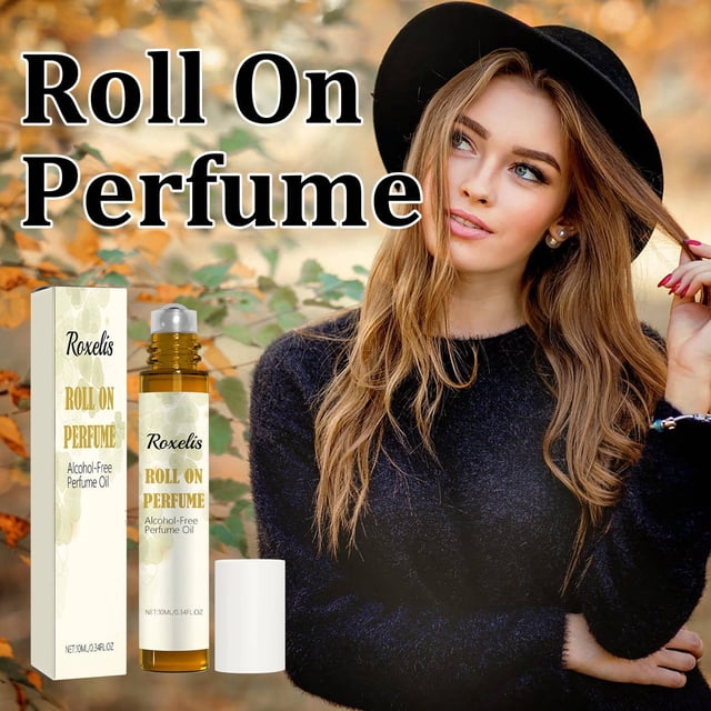 Perfume Roll-On para mujer, perfume ligero sin alcohol, la mezcla cremosa de fruta y coco, aromaterapia concentrada de larga duración en tamaño de viaje (0.3 fl oz)