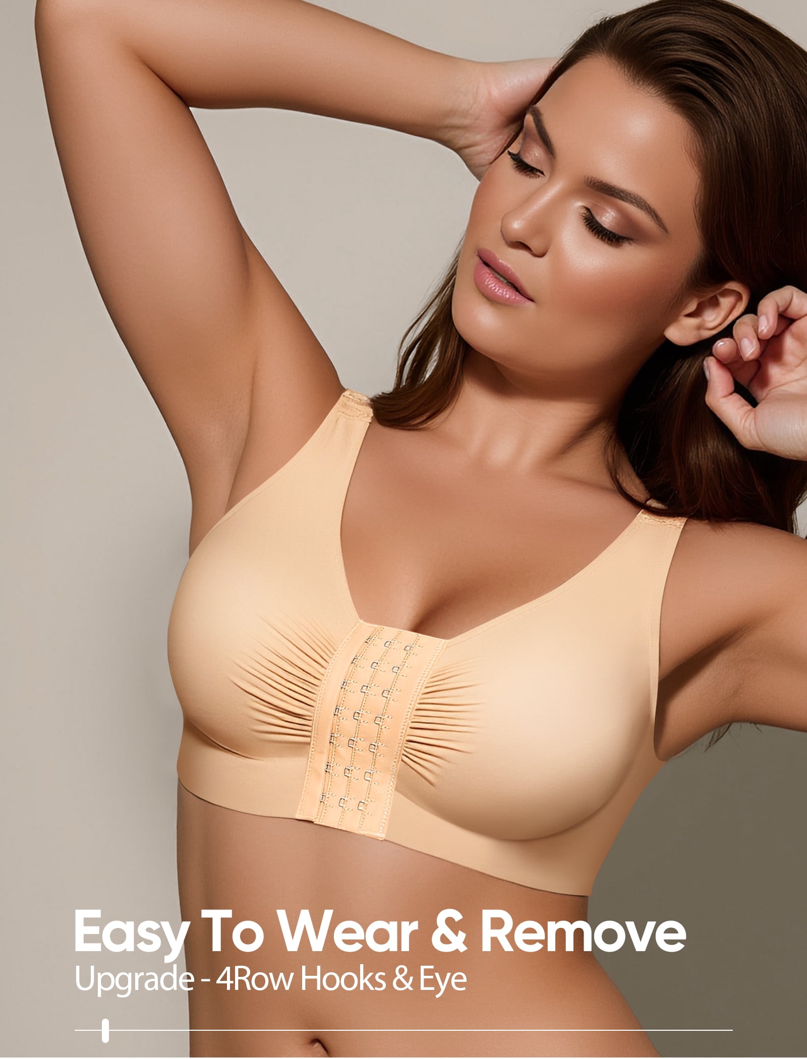 Easybunny Post Surgery Compression Bra - Women's Front Closure Bra with Adjustable Straps Wirefree