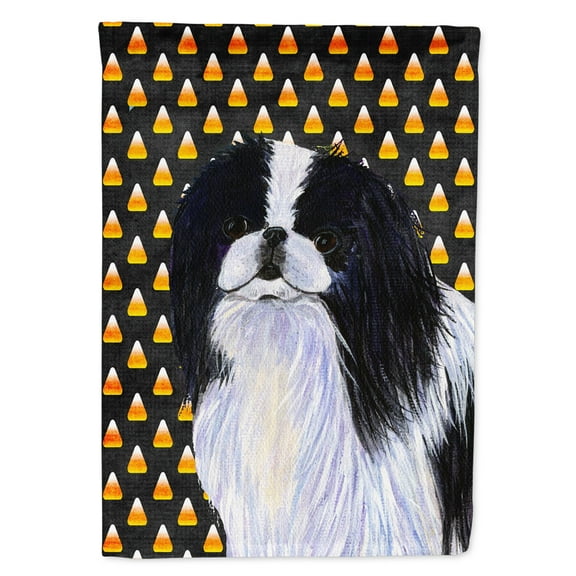 Japanese Chin Candy Corn Halloween Portrait Garden Flag