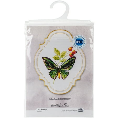 UPC: 4743348400014 | RTO Counted Cross Stitch Kit 3.25 X3.5 -Briar & Butterfly (16 Count)