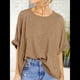thumbnail image 4 of Camiseta Holgada Informal de Verano de Corta para Mujer. Caqui S, 4 of 8