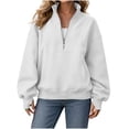 thumbnail image 7 of Dgankt Women's Half Zip Hooded Pullover Sweatshirt Long Sleeve Drop Shoulder with Side Pockets, 7 of 7
