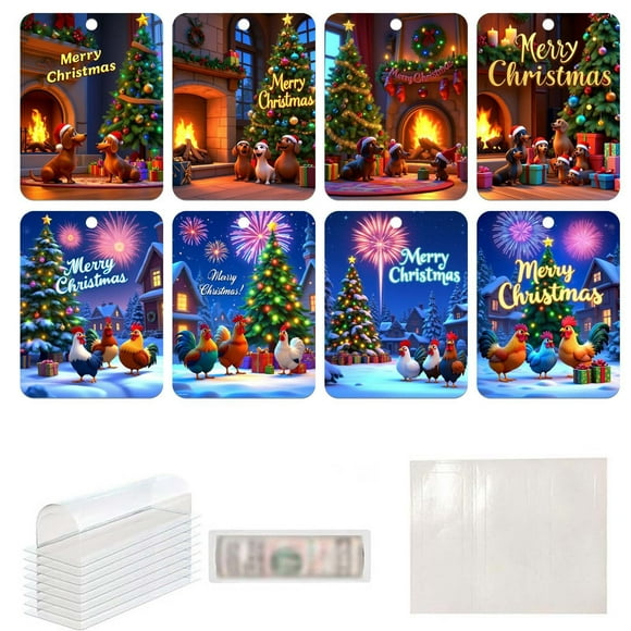 Wuztai Deals 90% off 8PC Originality Card Wallet Cute Series Wooden Wallet Christmas Wallet Pendant Home Decoration Clearance