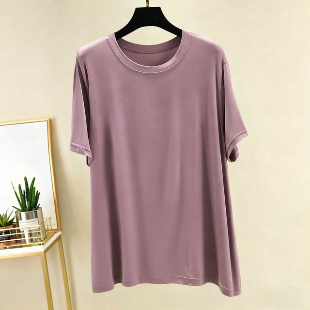 HongQid Chemises de Nuit pour Femmes à Manches Courtes, T-Shirts de Sommeil Confortables et Doux, Chemise de Nuit pour Femmes, Robe de Pyjama, Mignonne Tenue de Nuit en Modal