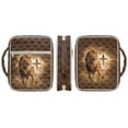 thumbnail image 2 of TSOVTHRID Lion Cross Print Bible Case for Women Men, Bible Cover with Portable Handle, Brown Quilted Carrying Book Case with Pockets and Zipper, Christian Gift, 2 of 7