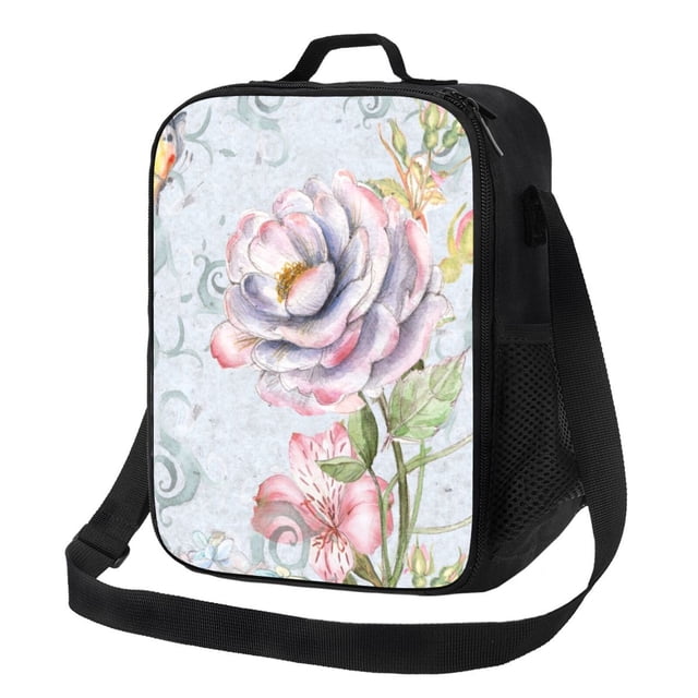 Balery Vintage Rose Caja de Almuerzo y Bolsa de Almuerzo para Hombres y Mujeres, Bolsa de Almuerzo Reutilizable con Gran Capacidad, Bolsa de Almuerzo Aislada