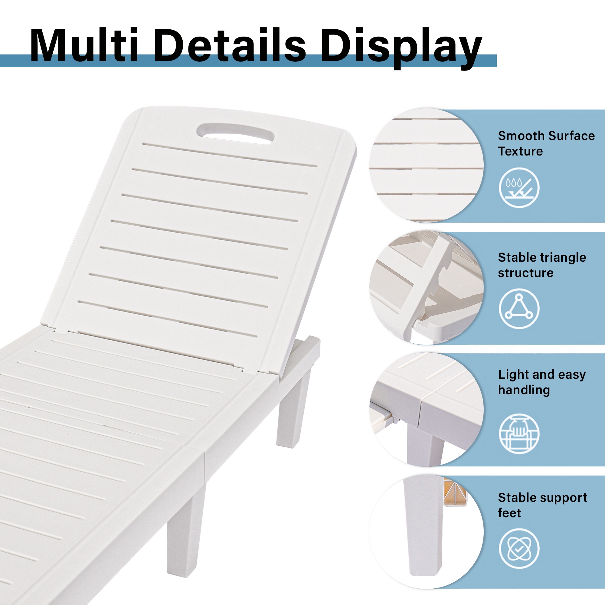 Patio Lounge Chair Set of 2, Outdoor Chaise with Adjustable Backrest, Outdoor Lounger Recliner for Poolside, Patio, Yard, Resin Material | Waterproof | Easy to Assemble | Max Weight 440 lb Dark Brown