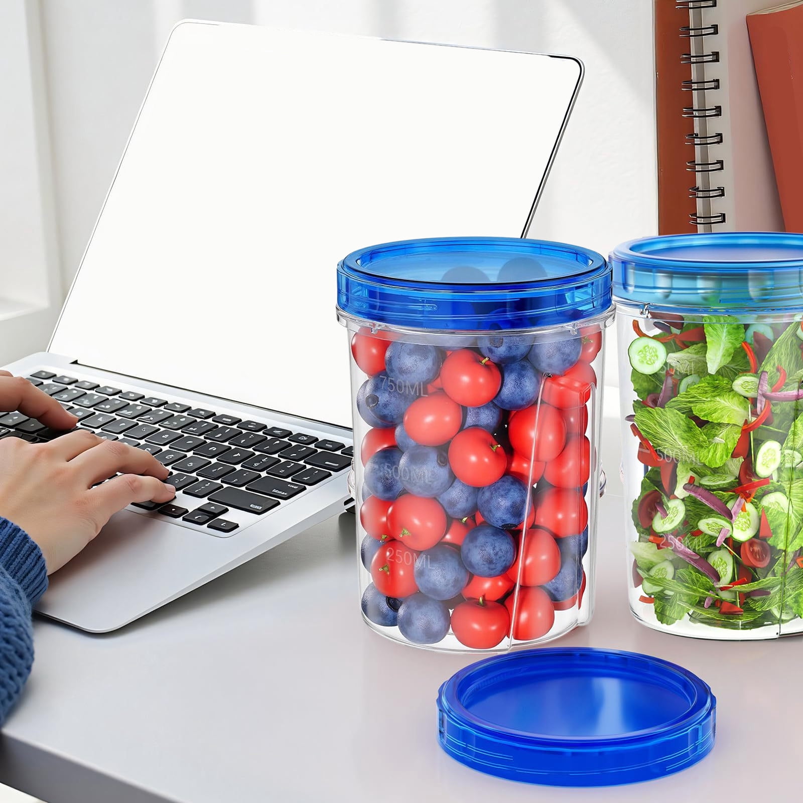 COM1950s 50oz Airtight Food Storage Containers, Plastic Meal Prep Containers with Lids, Leakproof for Lunch, Stackable Kitchen Organization