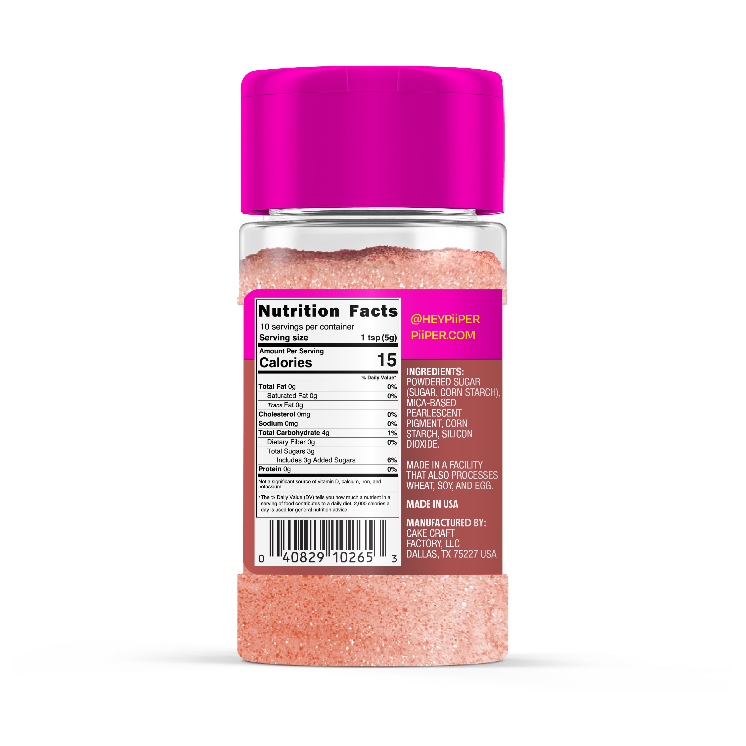 Piiper Edible Dust Rose Gold, Edible glitter dust, Shake to apply, for desserts, drinks & treats