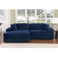thumbnail image 4 of Liam 2-Piece Fabric Upholstered Corduroy Deep Seat Sofa Sleeper Chaise Dark Blue, 4 of 8