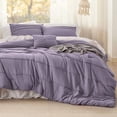 thumbnail image 2 of Full Comforter Set - 4 Pieces Pinch Pleat Bed Set, Purple Boho Bedding for All Season, 1 Soft Comforter, 2 Pillowcases, 1 Decorative Pillow, 2 of 7