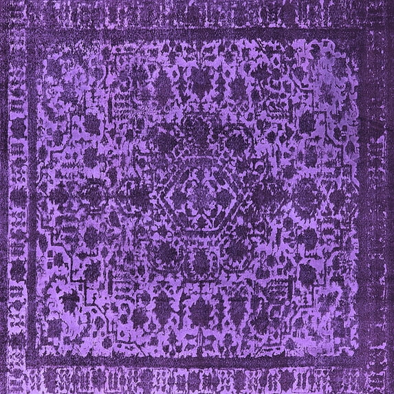 Ahgly Company Indoor Square Oriental Purple Industrial Area Rugs, 7' Square