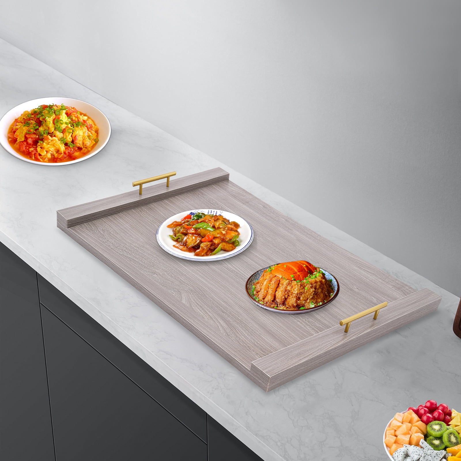 76*55*6cm Oak White Noodle Board Stove Cover Stove Rectangular Noodle Board Stove Covers with Removable Handle