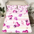 thumbnail image 2 of Castle Fairy Love Heart 4 Pieces Queen Sheet Sets,Geometric Stripes Ultra Soft Flat Sheet,Sweet Candy Queen Fitted Sheet,Breathable Romantic Home Decor, 2 of 7