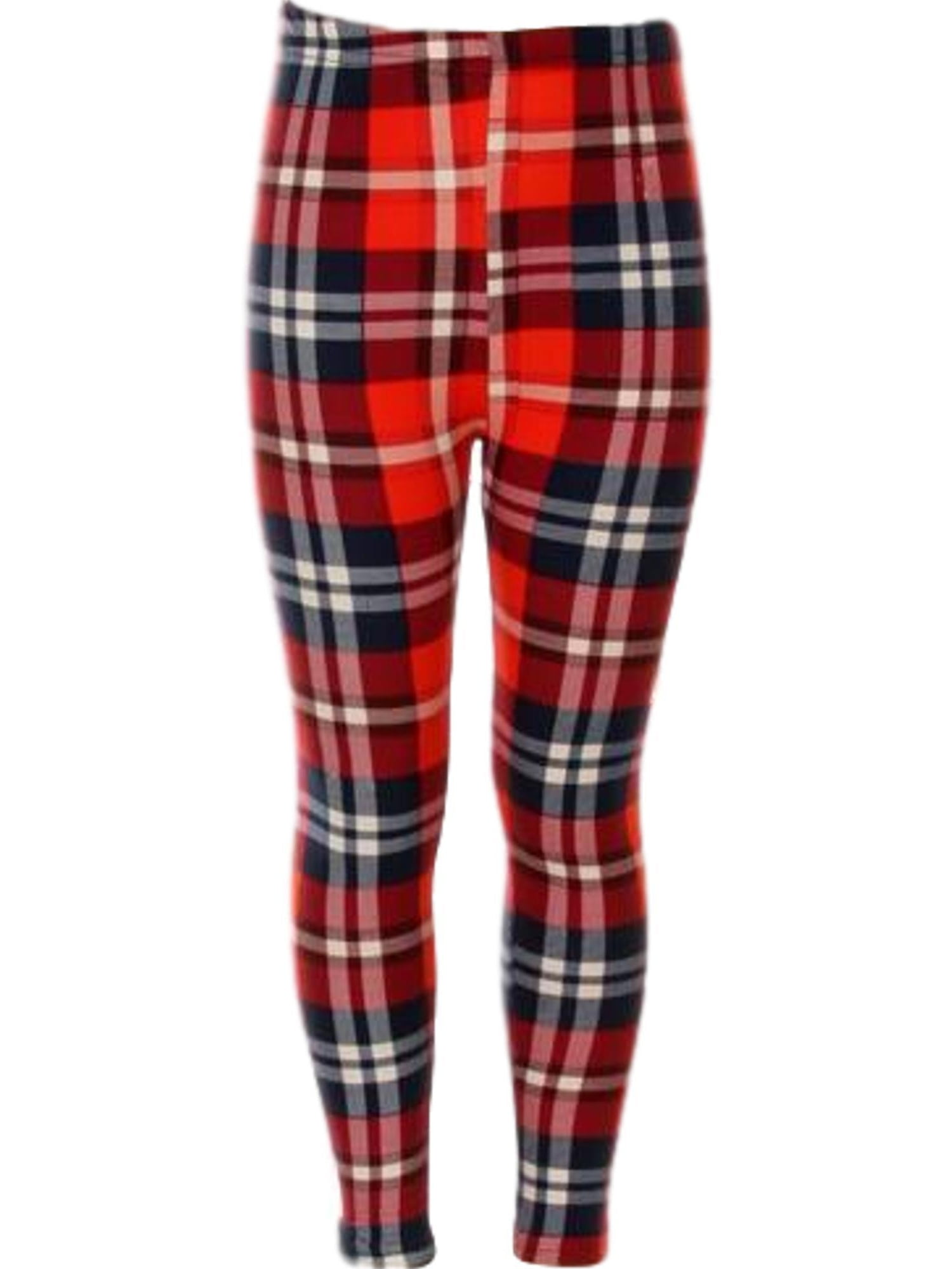 Girls Plaid Print Legging, Red Multi
