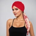 thumbnail image 1 of Bohemian Floral Print Chiffon Headband with Forehead Ruffle and Long Tail for Versatile Boho Hair Accessory for Home and Leisure, 1 of 4