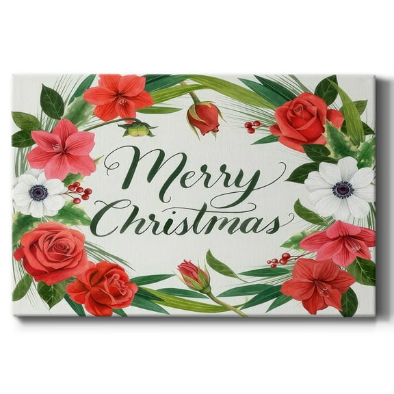 Christmas Flora Wreath Collection A- Gallery Wrapped Canvas