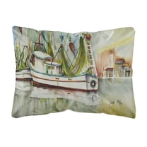 Ocean Springs Shrimper Canvas Fabric Decorative Pillow