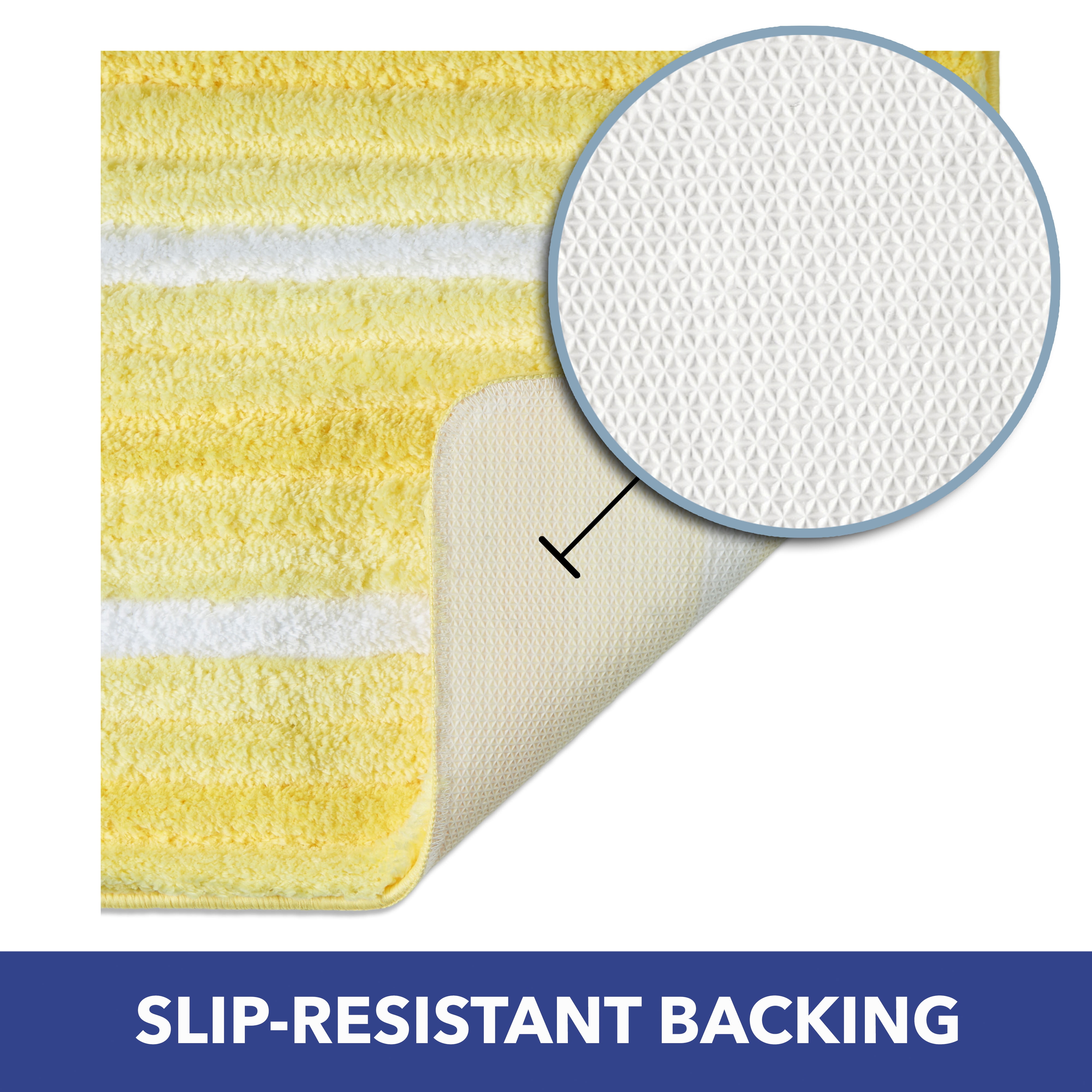 Sohome Chino Striped Machine Washable Bath Mat, Yellow/White, 27"x48"