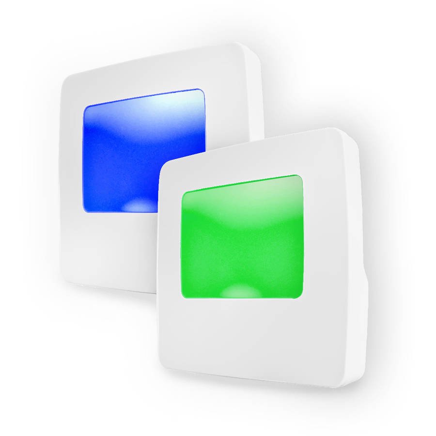 LED Concepts Pack of 2 PlugIn LED Night Lights, Green or Blue Light