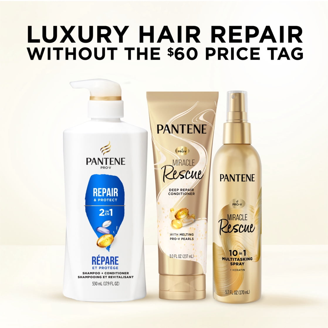 (4 pack) Pantene Pro-V 2in1 Shampoo + Conditioner, Repair & Protect, for All Hair Types, 17.9 fl oz