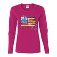 thumbnail image 2 of Wild Bobby, Colorful Neon Flag Hearts Love, Streetwear, Women Graphic Long Sleeve Tee, Fuschia, Medium, 2 of 3