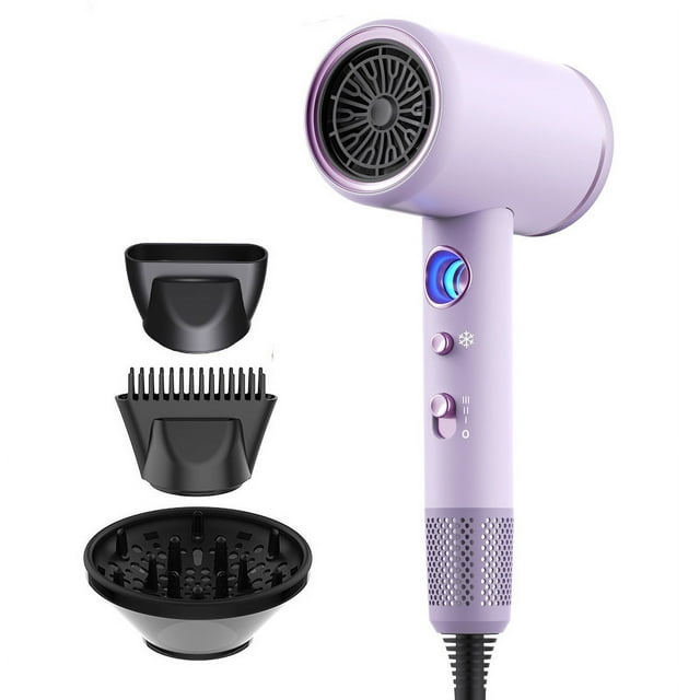 Secador de pelo doméstico de alta potencia con pantalla de control de temperatura, secador de pelo de aire frío y caliente, 6 velocidades, gran viento, anión