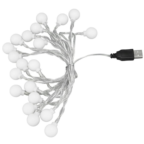 Luces de Cuerda Interior al Aire Libre, Fuente de Alimentación USB Decoración de Luz Blanca Cálida 20 Luces de Cuerda LED Flexibles para Patios para Jardines
