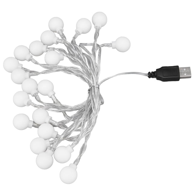 Luces de Cuerda Interior al Aire Libre, Fuente de Alimentación USB Decoración de Luz Blanca Cálida 20 Luces de Cuerda LED Flexibles para Patios para Jardines