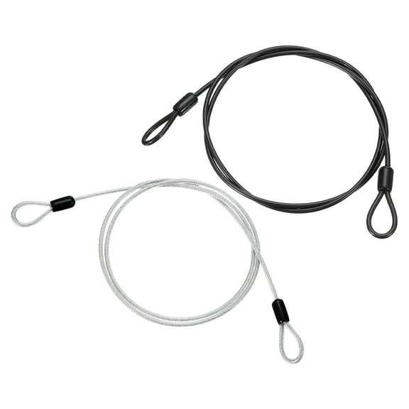 2 Pcs 3/16" Dia Vinyl Coated Stainless Steel Cable with Loops, 4ft (48") Flexible Wire Rope, Black/Transparent