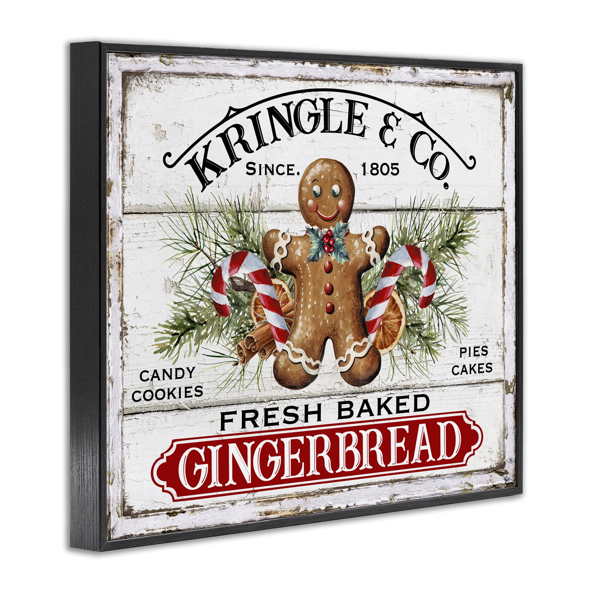 Stupell Industries Fresh Gingerbread Cookies Holiday Painting Black Framed Art Prints Wall Art, 30 x 24