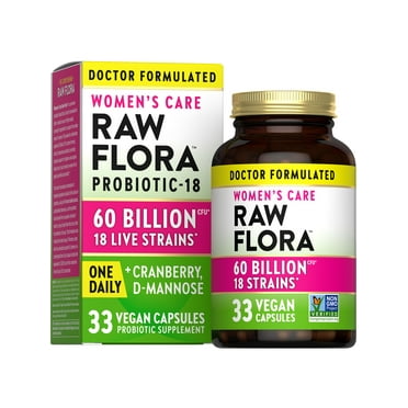 Raw Flora Probiotics for Women | 60 Billion CFU | 33 Capsules | with Cranberry & D-Mannose | by Nature's Truth
