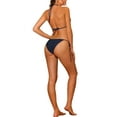 thumbnail image 3 of INSPIRE CHIC Women's Halter Tie Side Bikini Sets, 2 Piece Low Waist Triangle Bottom Basic Swimsuits Bathing Suit Small Navy Blue, 3 of 5