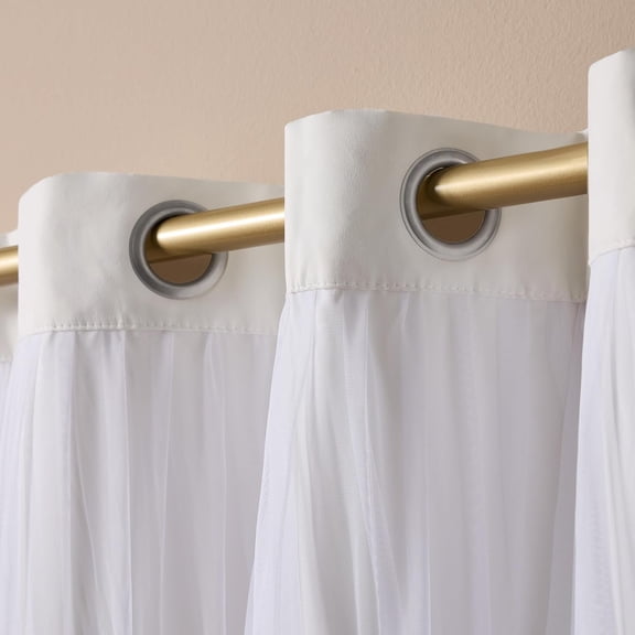 Talia Double Layer Indoor Curtains, Sheer and Room Darkening Blackout, Grommet Top, Energy Efficient, 2-Pack Set, 52"x84", Winter White