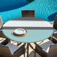 thumbnail image 6 of Turquoise Morocco Round Tablecloth, Fitted Table Cover with Elastic for 55"-60" Round Tables, Geometric Grey Stripes Modern Table Cloth Outdoor Indoor Dinning Party Waterproof Tablecloths, 6 of 7