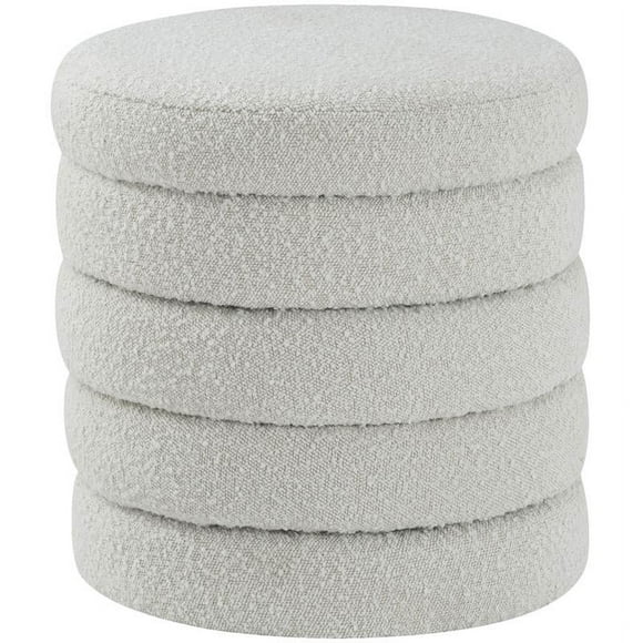 Meridian Furniture Aphia Cream Boucle Fabric Ottoman/Stool