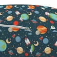 thumbnail image 2 of Cartoon Pouf Cover with Zipper, Style Astrological Concepts Earth Mars Saturn Neptune Astronaut and Craft, Soft Decorative Fabric Unstuffed Case, 30" W X 17.3" L, Multicolor, by Ambesonne, 2 of 3