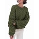 thumbnail image 3 of Suéteres de Mujer de Otoño, de Punto , de Larga, Cuello Redondo, Suéteres Holgados y Gruesos. Verde L, 3 of 9
