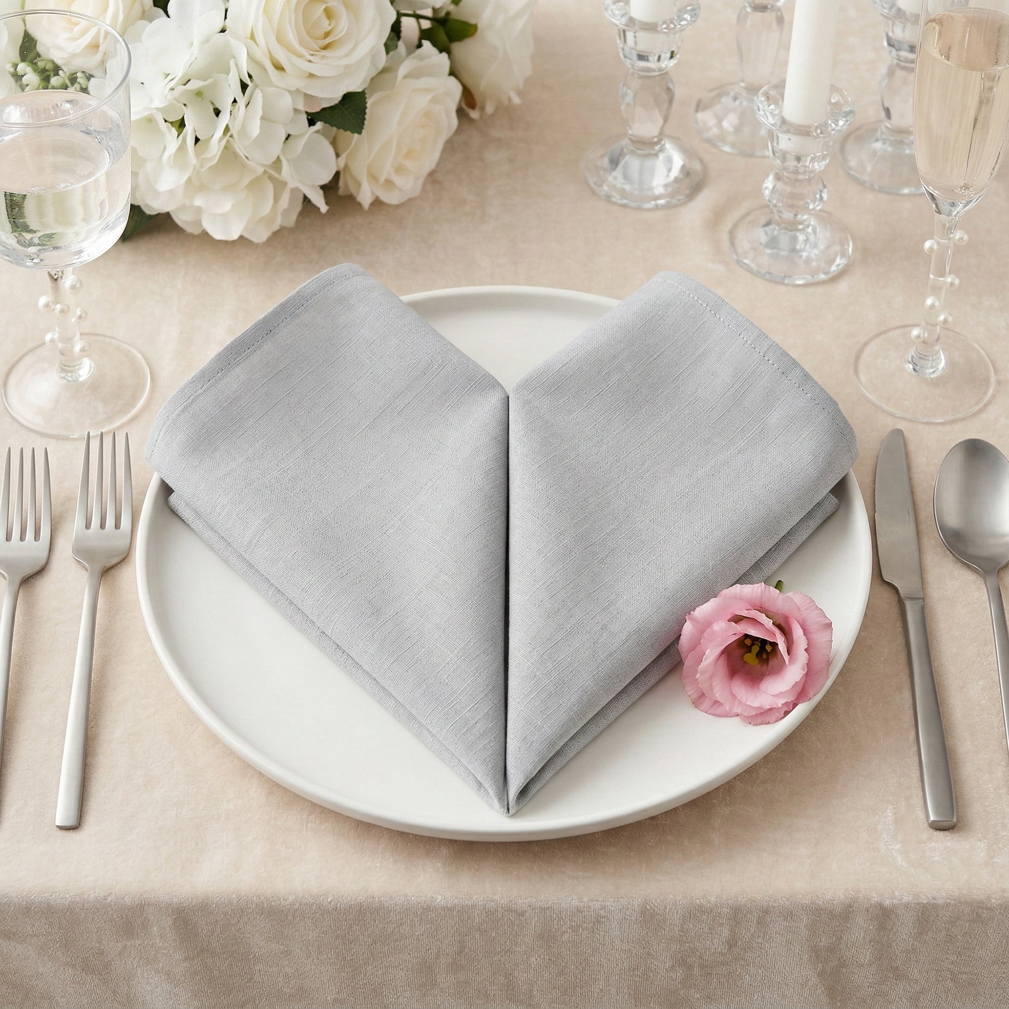 Unique Bargains 6Pcs Cotton Washable Cloth Napkins Gray 16x16inch
