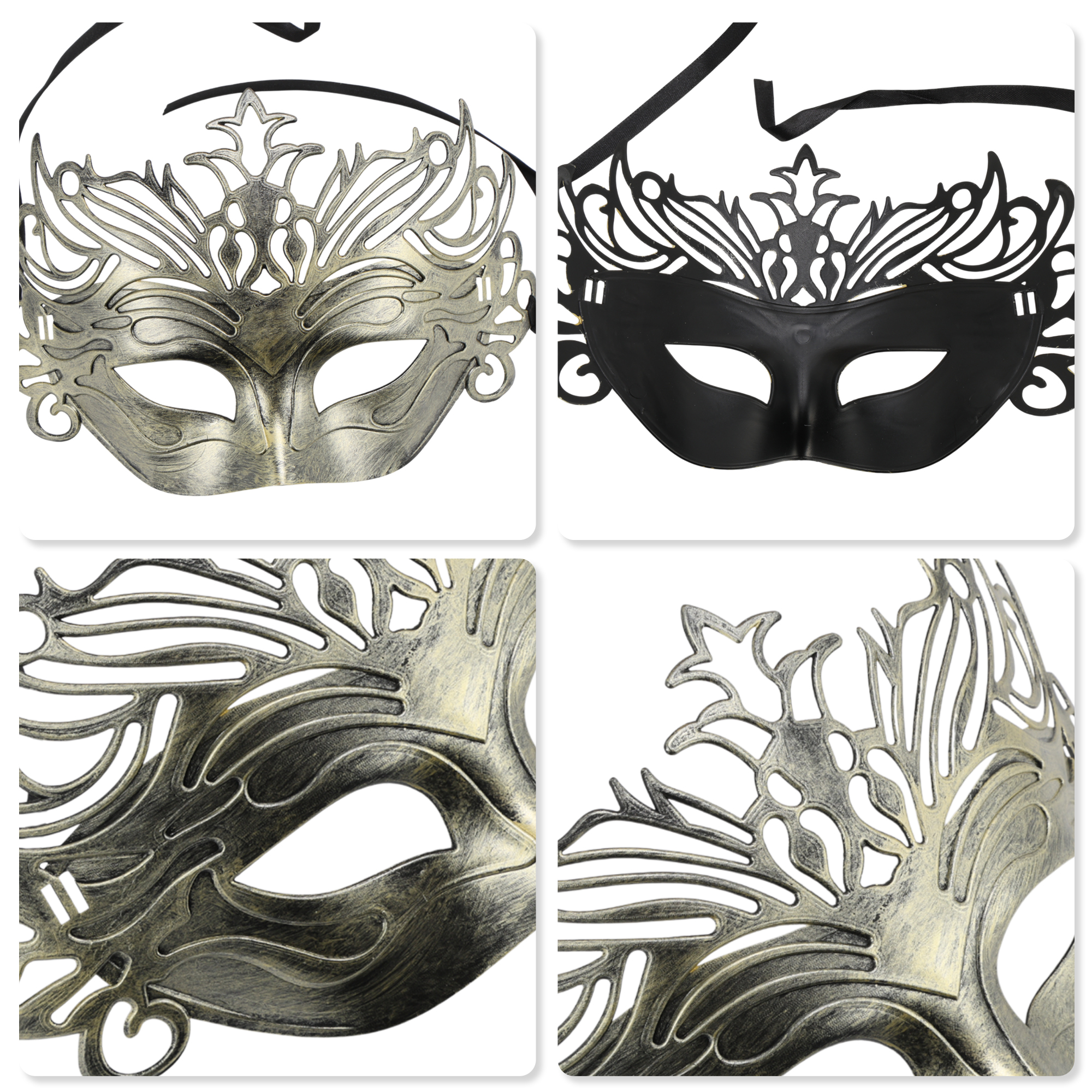 Unique Bargains 1 Pack Elegant Half-face Party Mask Gold Pattern 2