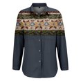 thumbnail image 6 of Xunmmm Button Down Shirts For Women Patchwork Pullover Plaid Printed Casual Long Sleeve Shirt Womens Blouses Navy M, 6 of 8