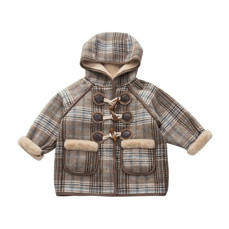 

WUXIAN Toddler Children Winter Cloth Coat Boys Girls With Thick Coat Of Long Woolen Cloth Coat Baby Clothes Classic Dailywear