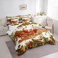 thumbnail image 3 of Homewish Retro Santa Claus 7 Pieces Bedding Comforter Set,Wild Christmas Reindeer Full Bedding Set,Red Berry Xmas Flower Fitted Sheet Flat Sheet For Kids,Ultra Soft Home Decor Reversible, 3 of 8