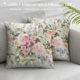 thumbnail image 3 of Heduofu Pink Vintage Decorative Pillow Covers, Pink Flowers and Leaves On Beige Watercolor Floral Double Sided Throw Pillow Covers Sofa Cushion Cover Square 16 Inches White, 3 of 5