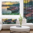 thumbnail image 1 of Bateaux de Pêche par Rivière Aquarelle - Art Mural sur Toile, 1 of 4