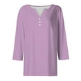 thumbnail image 6 of Women's Top Solid Color Button-Up 3/4 Sleeve Casual Commuting Long Sleeve Shirt | Yubnlvae | Women's Solid Color Button up Top with Three Quarter Sleeves for (Rose Gold | 3XL), 6 of 7
