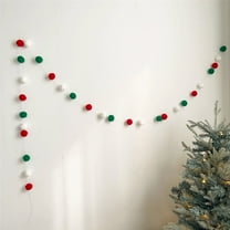 Hometravel Felt Ball Garland, Red White Green Christmas Wreath String Decor, 6.6 Foot Holiday Decoration for Mantel, Door, Wall Display