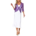 thumbnail image 2 of Floral Lace Shrugs for Women's Evening 3/4 Sleeves Formal Elegant Bolero Cardigan XS Purple, 2 of 6